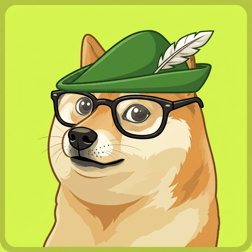 Robin Nakamoto, a Shiba Inu in a green Robin Hood hat