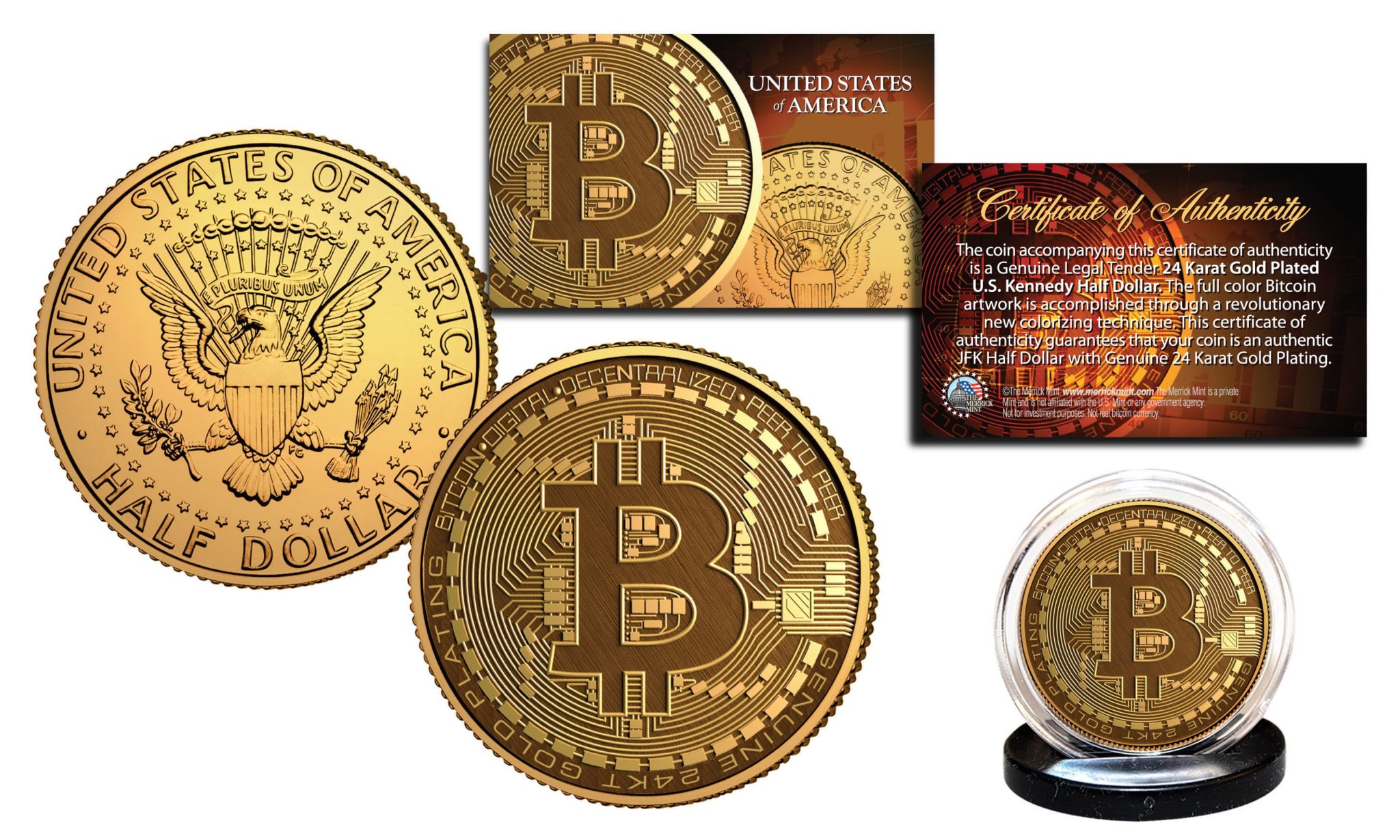 BITCOIN Physical Commemorative Crypto 24K Gold Clad ...
