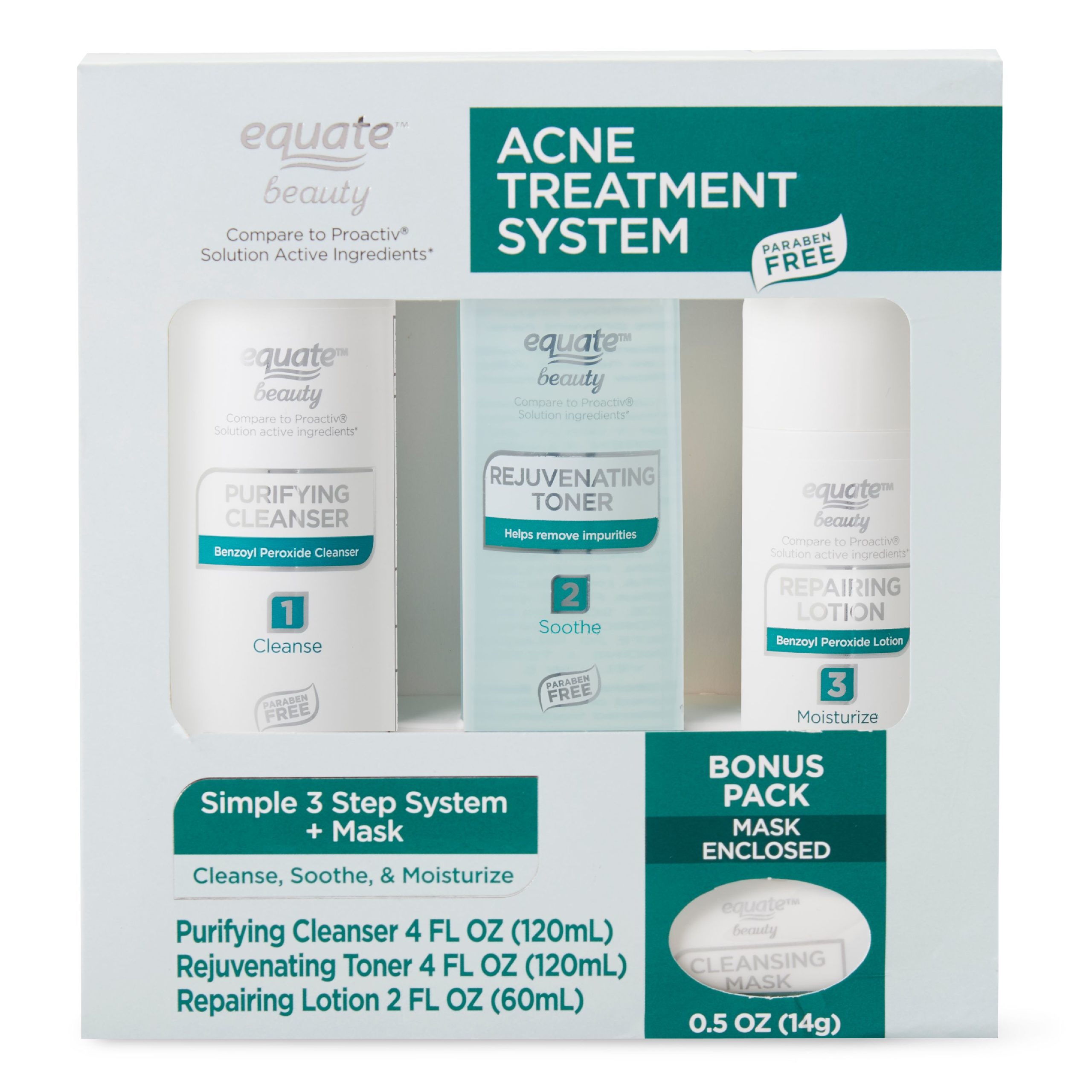 Equate Beauty Acne Treatment Regimen Set with Benzoyl ...